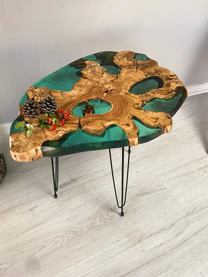 Made to Order Epoxy Olive Wood Coffee Table, Live Edge Coffee Table, Housewarming Gift First Home