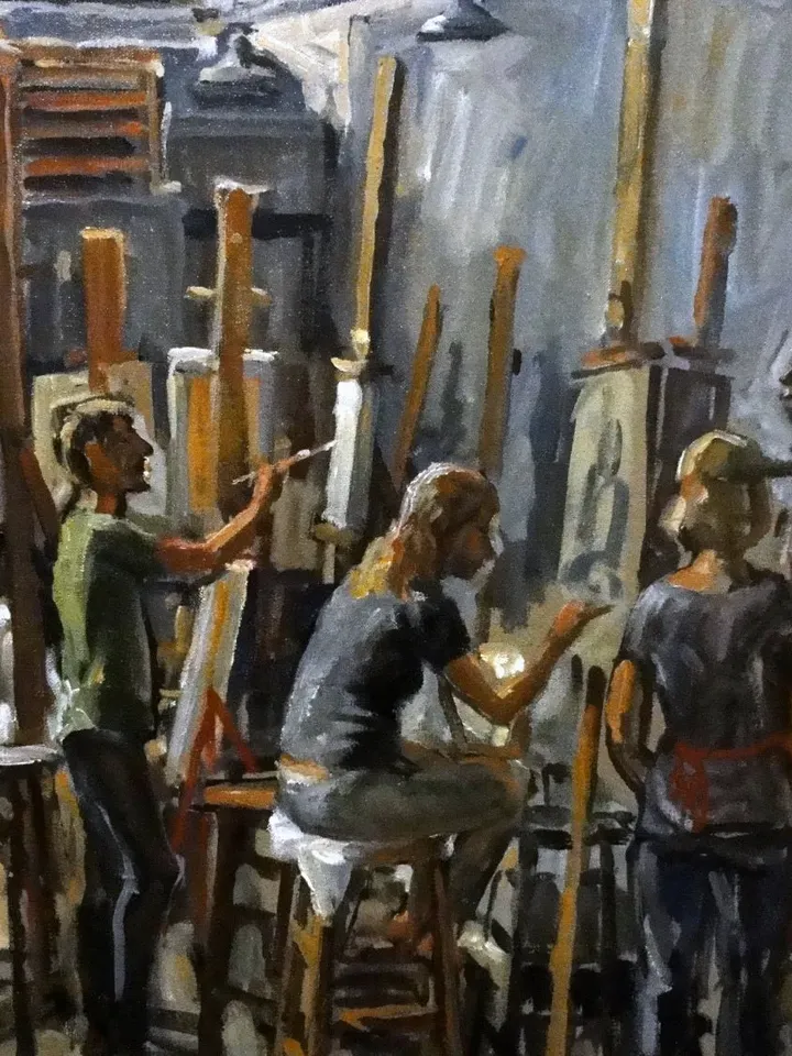 Large Original Studio Interior Painting - Morning Light/Art Students League New York - 22x28 Oil on Linen, Signed American Realist Fine Art