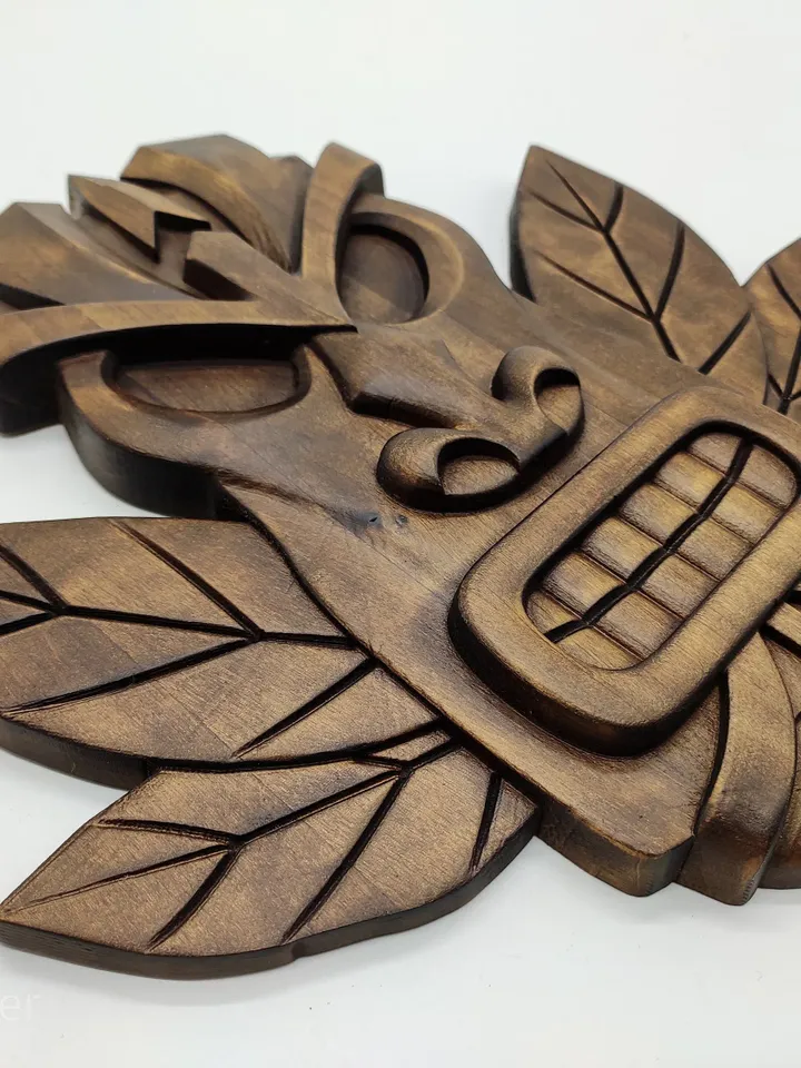Wooden tiki mask wall art, Carved wood mask, Wood tribal mask, Tiki mask wood, African wood mask, Wall decor, Wall panel, Wooden wall panel