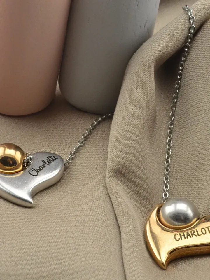 Mother's Day Gift | Personalized Heart Necklace | Custom Name Necklace | Minimalist Jewelry Gift for Women | Mom Necklace with Kids Name