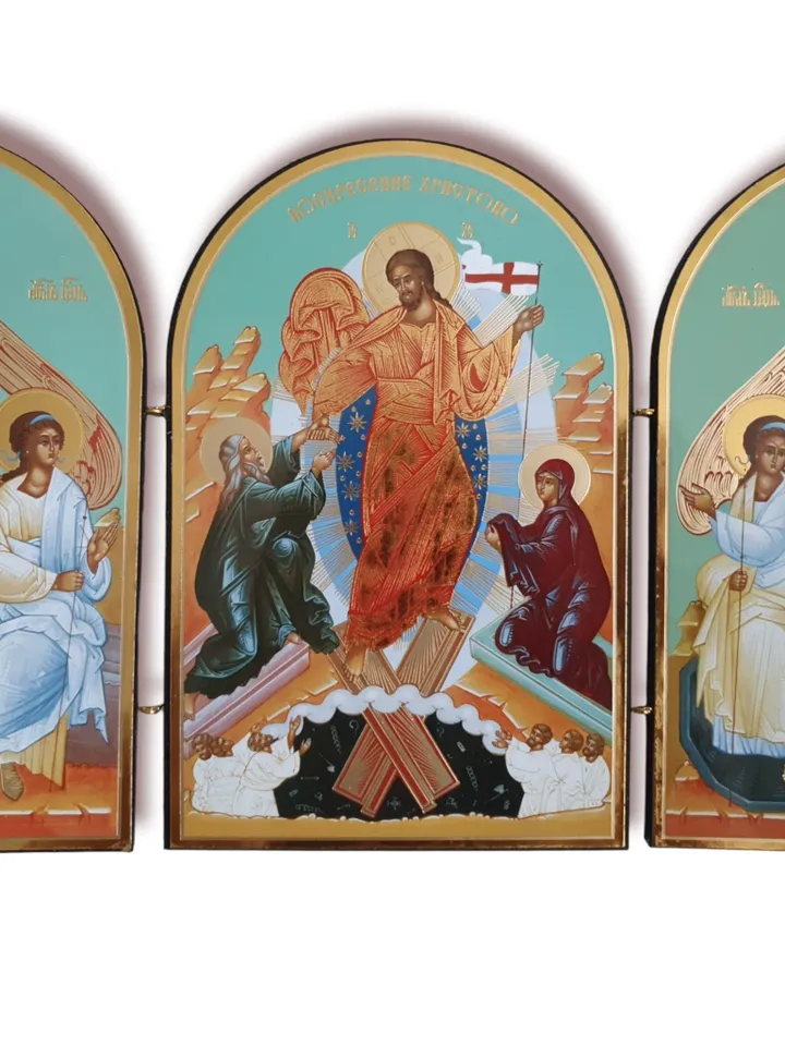 The Resurrection of Jesus Christ | Orthodox icon triptych | wooden icon | free shipping