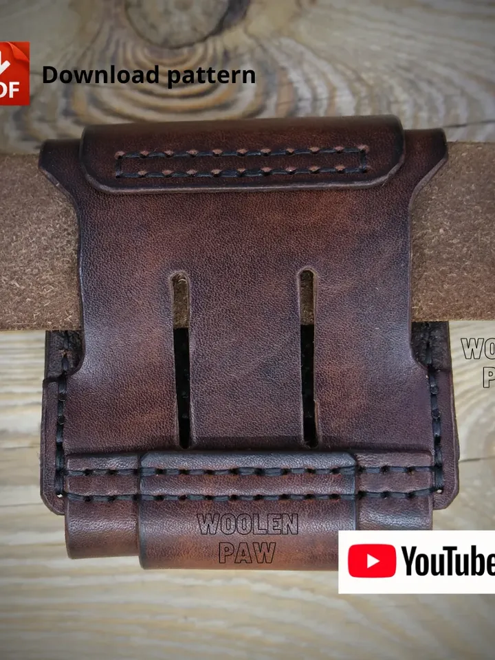 PDF download template to make a Leather Bandolier for 3 rounds of 16 or 12 gauge! OTH9