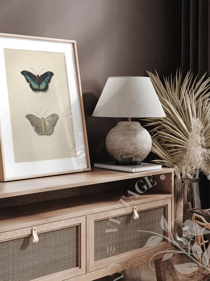 Butterfly wall art Vintage Neutral Print, Antique Top and Bottom Butterfly Painting, PRINTABLE Downloadable Decor | 139