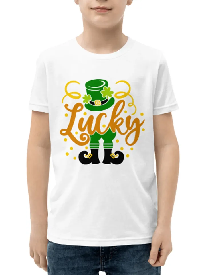 St Patricks Day Lucky Green Shamrock Lucky with Leprechaun Hat digital design Cricut svg dxf eps png ipg pdf, cut file