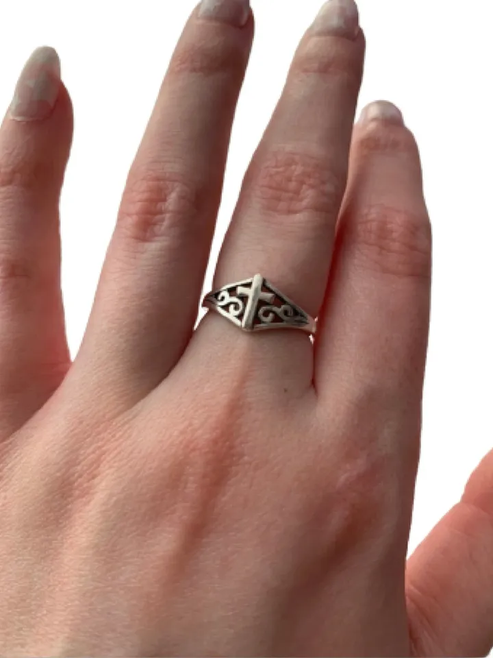 Sterling Silver Cross Ring, Catholic Ring, Christian Ring, First Communion Gift, Confirmation Gift, Cross Ring for Children, Religious Ring