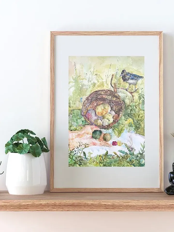 Sunny morning- Bird Painting, Poster, Wall Art Decor, Bird Print, Animals art
