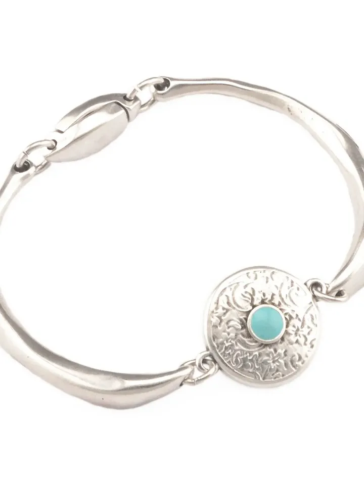 Cool Boho Turquoise Bracelet, Stacking Wristband Bracelet, Bohemian Jewelry for Women, Turquoise Ethnic Gipsy Coin Charm, Gifts for Her