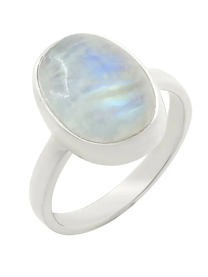 Natural Rainbow Moonstone Ring, Oval Cut Moonstone Ring, 925 Sterling Silver Ring, Midi Ring, Birthstone Ring, Moonstone Jewelry