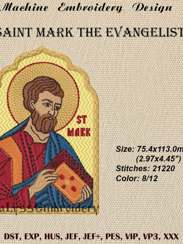 Saint Mark the Evangelist machine embroidery design