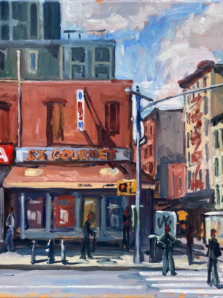 Original New York Cityscape Painting - From Essex Street/LES NYC- 16x20 Oil on Linen, Urban Impressionist Fine Art, Signed Original Fine Art