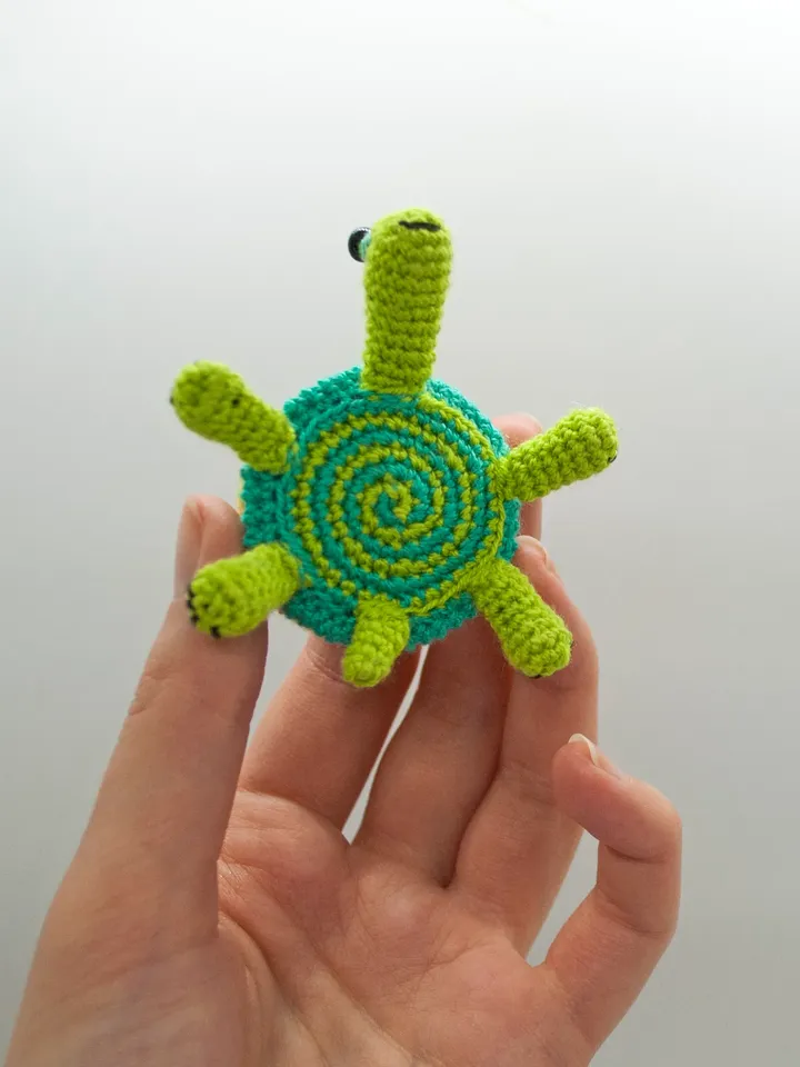Miniature crochet turtle multicolor, Anxiety pet turtle, Turtle keychain or Car mirror pendant, Colorful Squishy toy