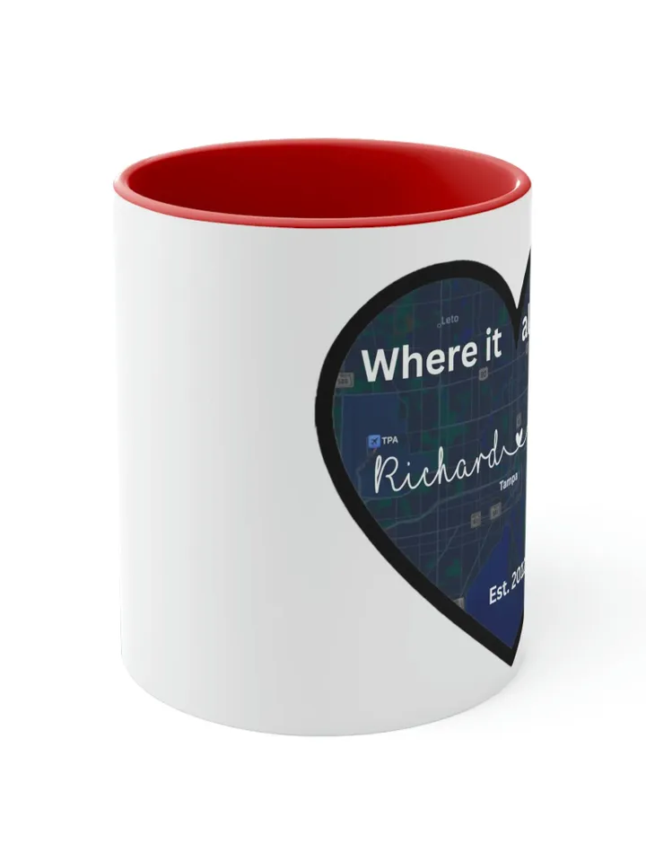 Where it all began Couples Heart Accent Coffee Mug, 11oz