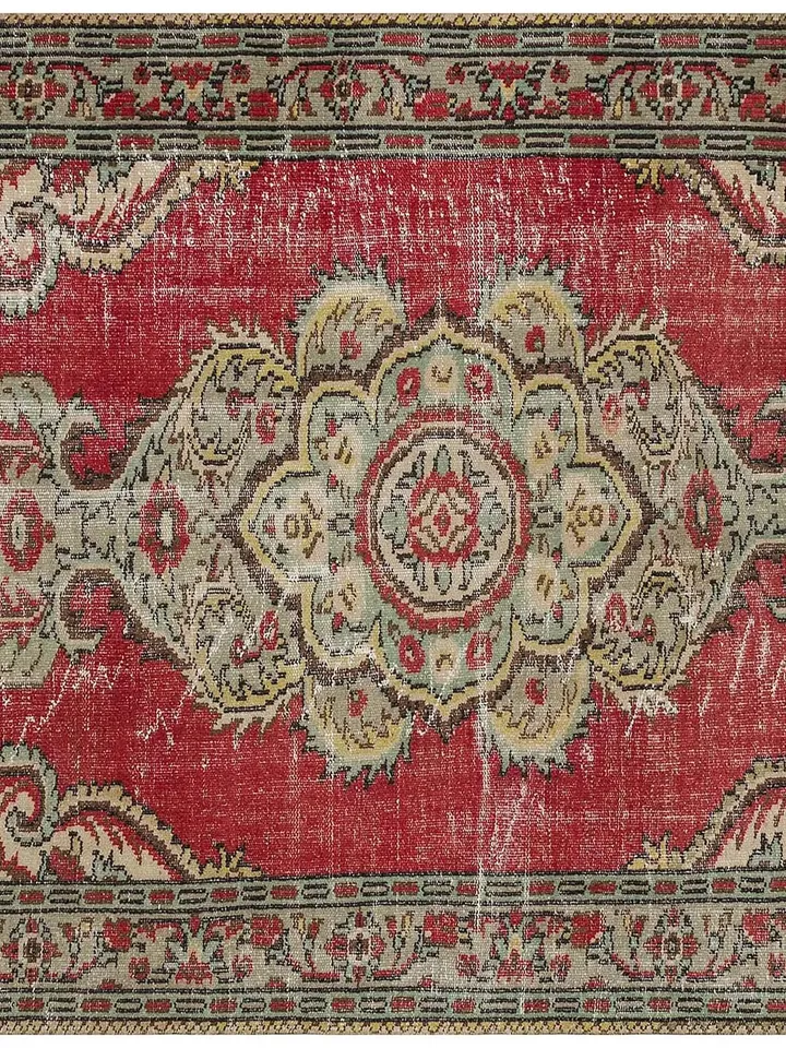 Revitalize Your Home with a Vibrant Red Turkish Rug - 5.21 x 8.85 ft Bohemian Kilim: Hand-Woven with 100% Natural Wool and Root Dye