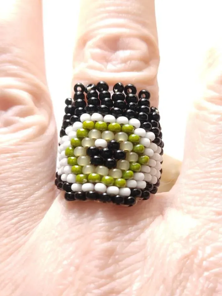 Ring Eye amulet evil eye braided beaded ring green eye