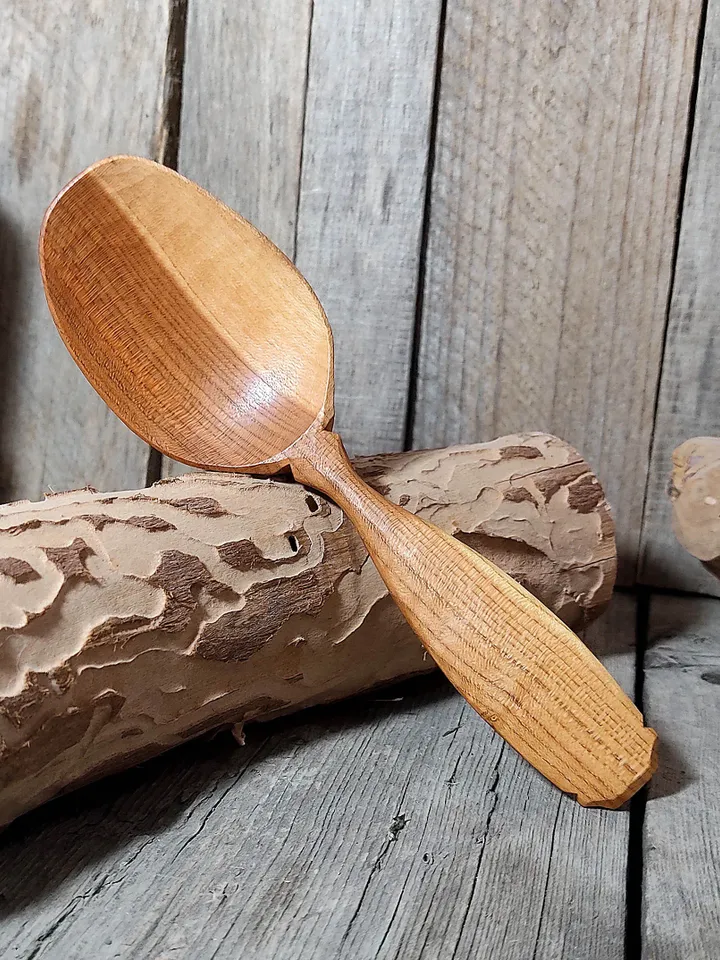 Handmade eating wooden spoon, Hand carved apricot spoon, Kitchen wooden spoon, Wooden soup spoon, Wooden tablespoon