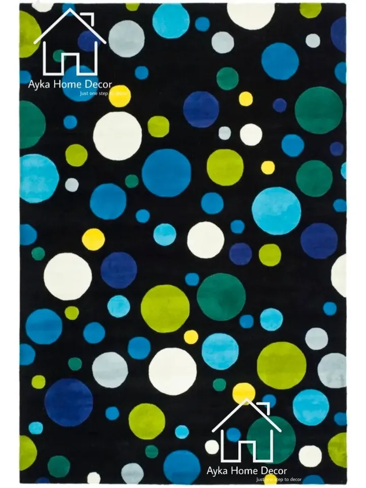 Ayka Spot Hand Tufted 100% Pure Woolen Area Rug For Hall Kitchen Living Room Bed Room Dining Room Kids Room Carpet Black Color Rug/Christmas