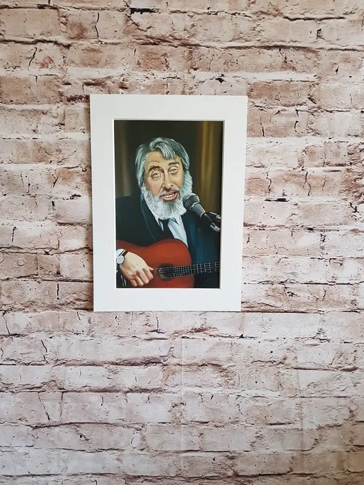 Ronnie Drew Portrait, Irish music, Irish musician, The Dubliners, Irish ballads, Ronnie Drew Print, mounted options available, unframed