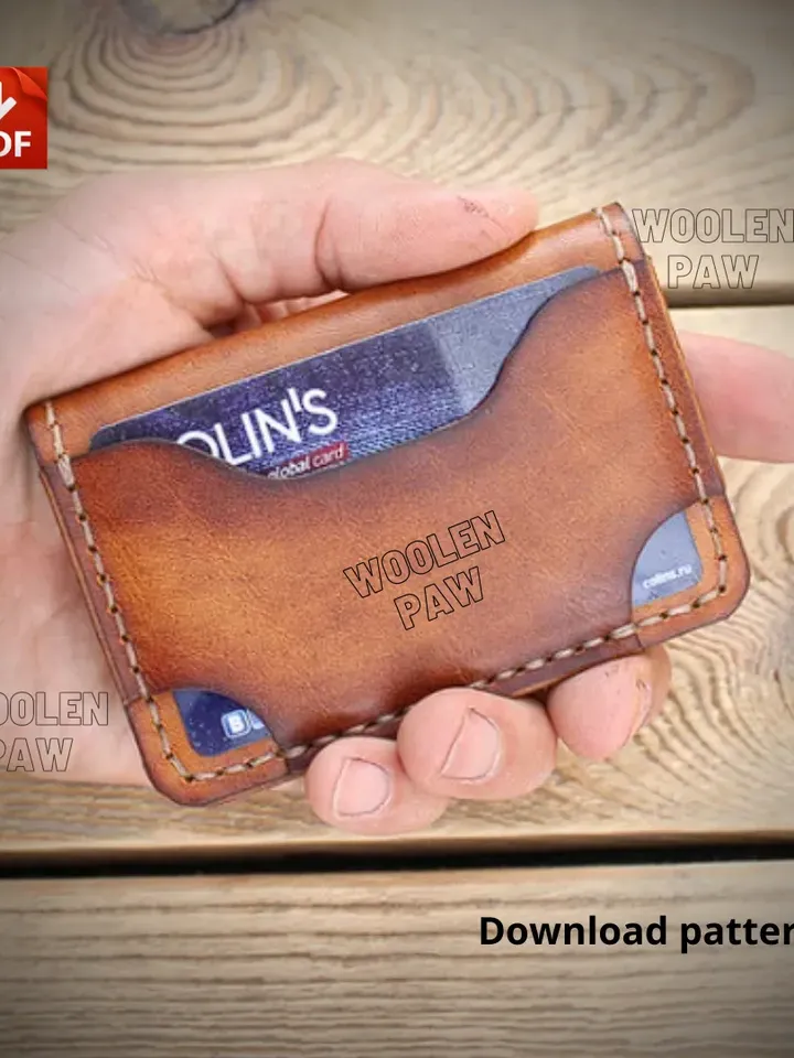 Leather pattern to make a Minimalist wallet. BF12