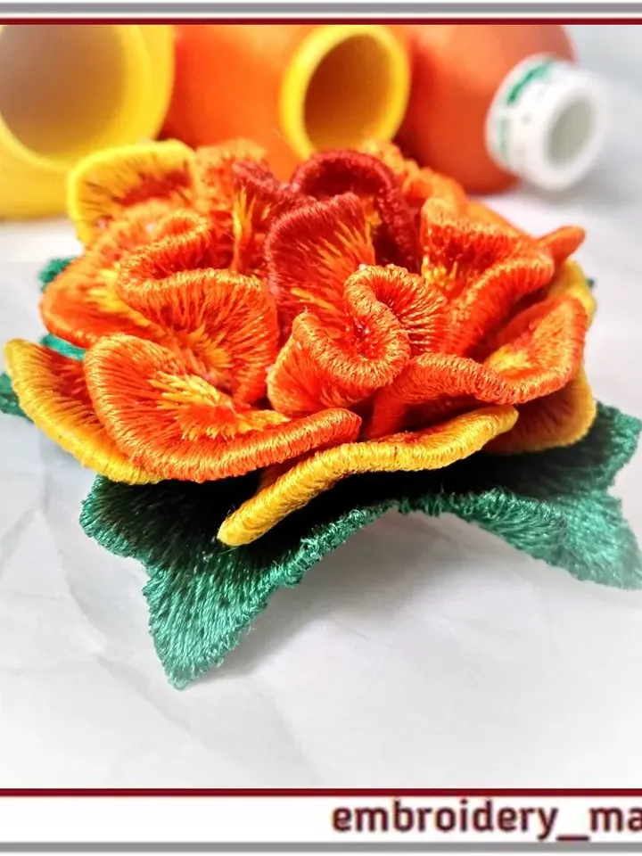 In the hoop embroidery design Bright and elegant marigolds