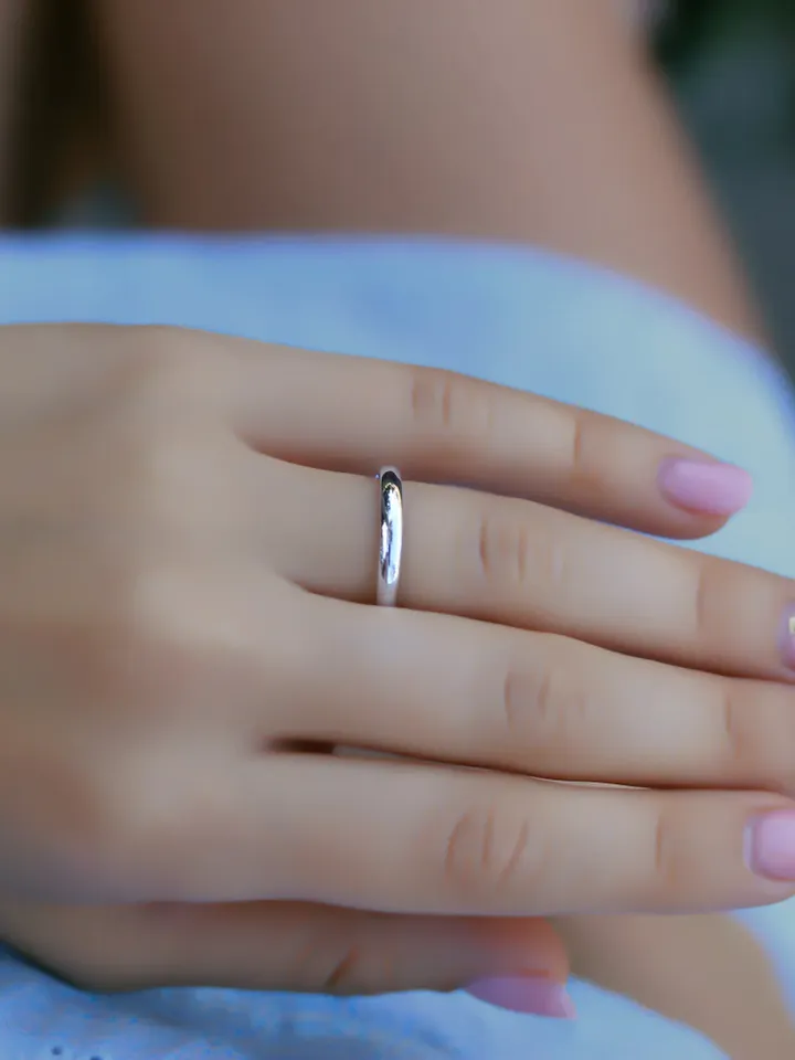 PLATINUM RING BAND | Women Classic Wedding Ring | Dome Wedding Ring For Women | Women Wedding Gift | Minimalist Engagement Jewelry