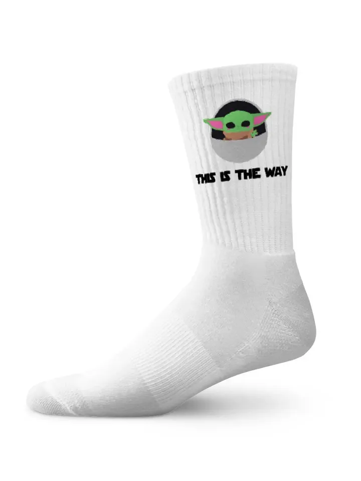 Baby Yoda cotton crew socks with baby yoda. This is the way crew socks for men . Gift idea. Star wars addicts, Mandalorion lovers