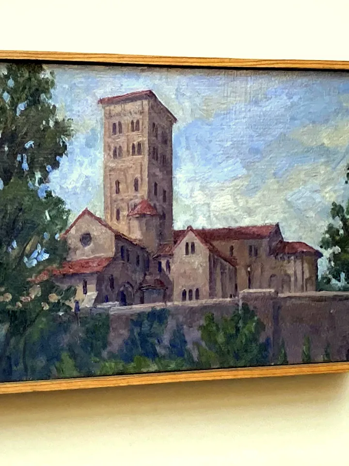 Original NYC Landscape Painting -The Cloisters/New York City- 8x14 Oil on Panel, Impressionist Fine Art, Signed Washington Heights Oil