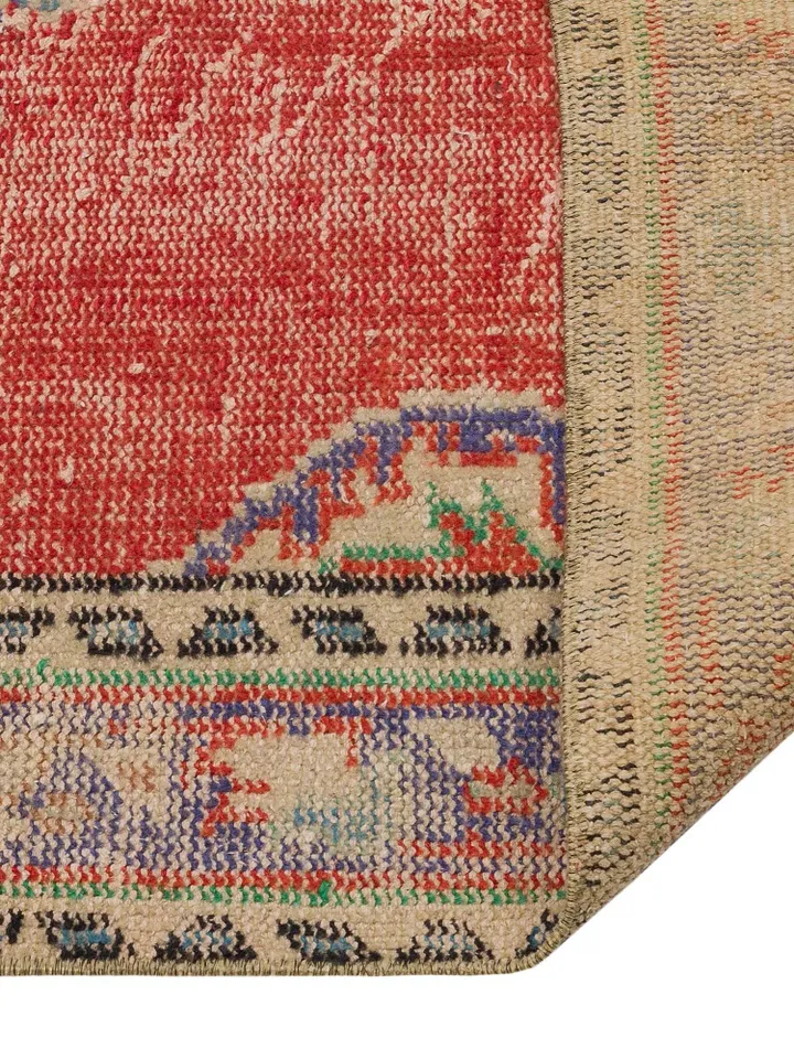 Add Warmth and Elegance to Your Living Room with this Hand-Woven Orange Turkish Rug - 100% Natural and Unique