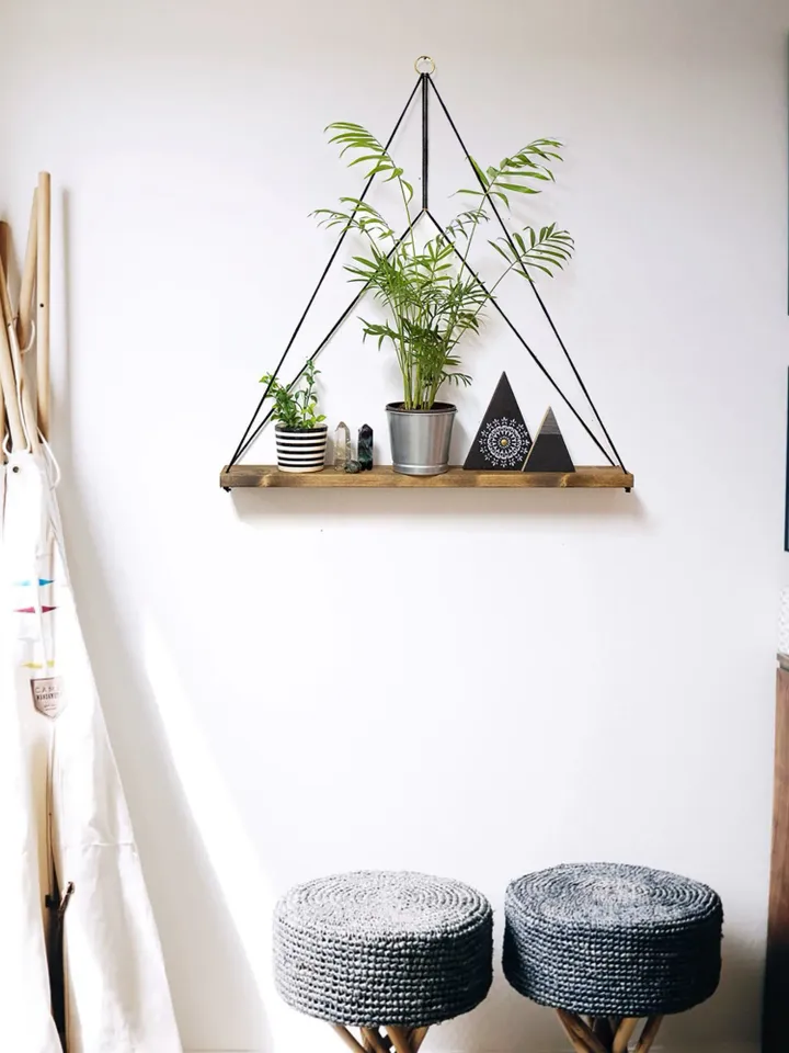 Hanging Shelves Floating Shelves Hanging Wooden Shelf Floating Shelves Geometric Shelves Swing Shelf