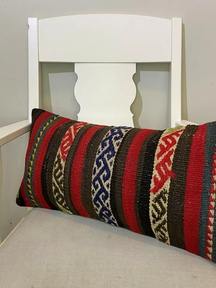 Turkish Tapestry Pillowcases - Ethnic Chic Cushion Covers for Farmhouse Style Home Decor, 60x30cm Geometric Design