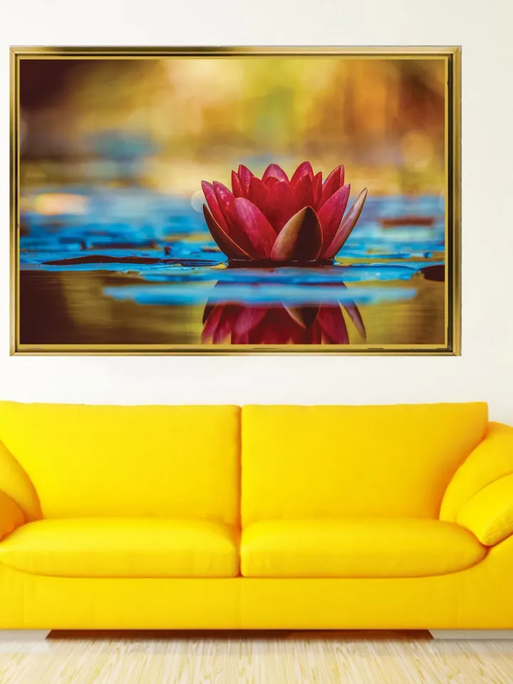 Lotus flower Print on Canvas , Floating Frame Option, Modern Wall Art, Extra Large Canvas Wall Art