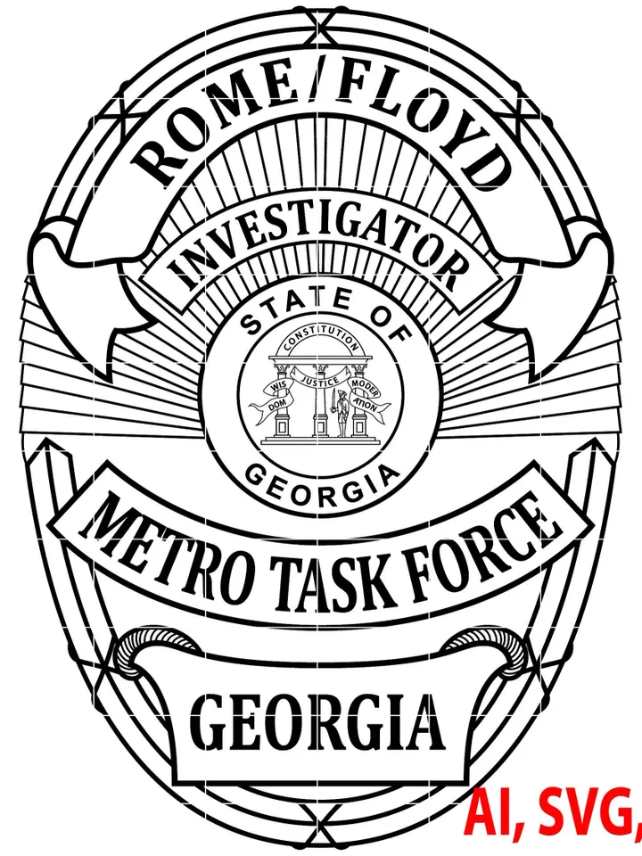 Badge, Rome/ Floyd Metro Task Force Investigator Georgia, Badge, Logo, Seal, Custom, Ai, Vector, SVG, DXF, PNG, Digital