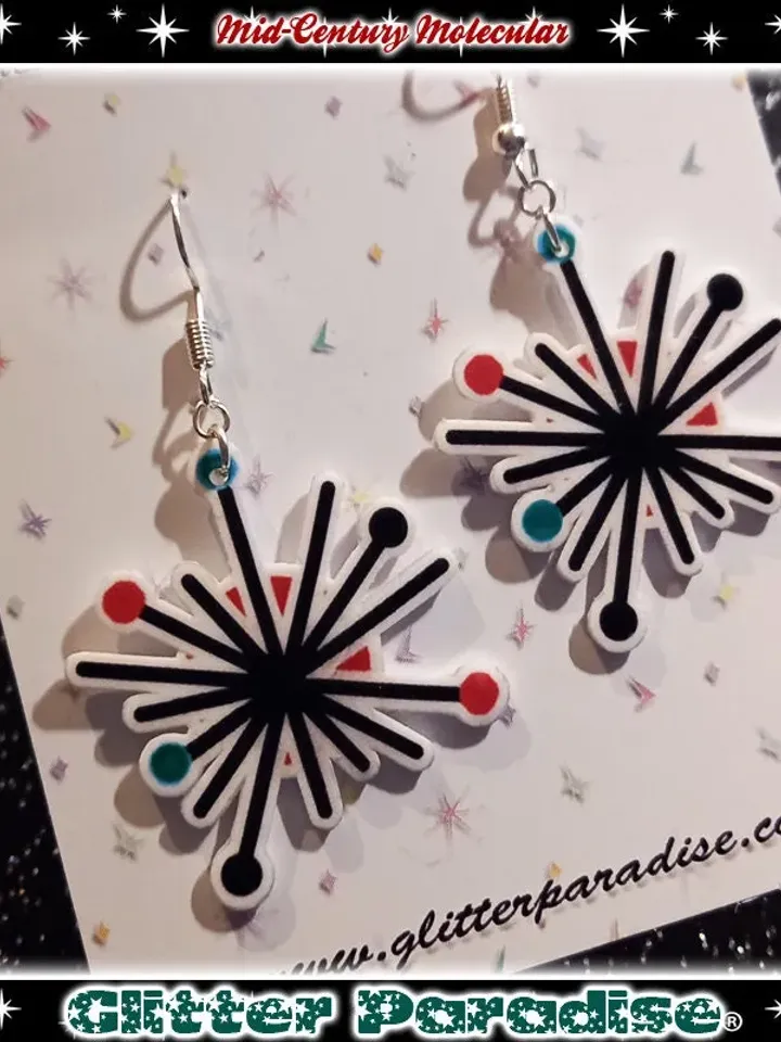 Mid-Century Molecular - Earrings - Molecular Earrings - Franciscan - Retro Earrings - 50's Earrings - Mid-Century Modern - Glitter Paradise®