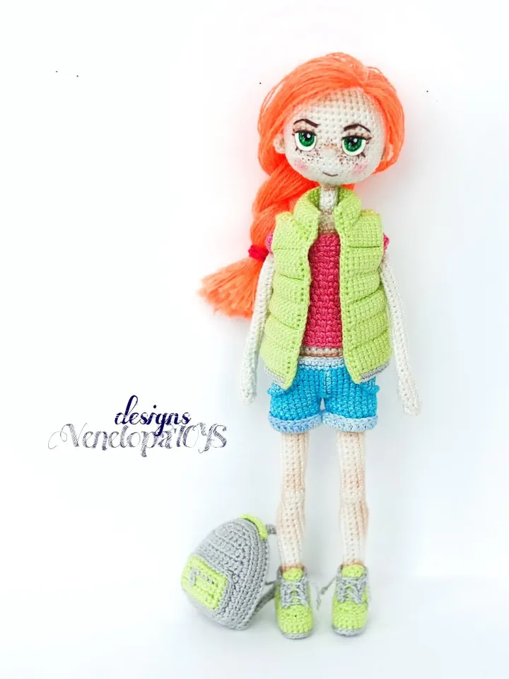 Crochet Doll Summer Pattern, amigurumi doll with clothes, tutorial crochet doll, pdf pattern crochet doll
