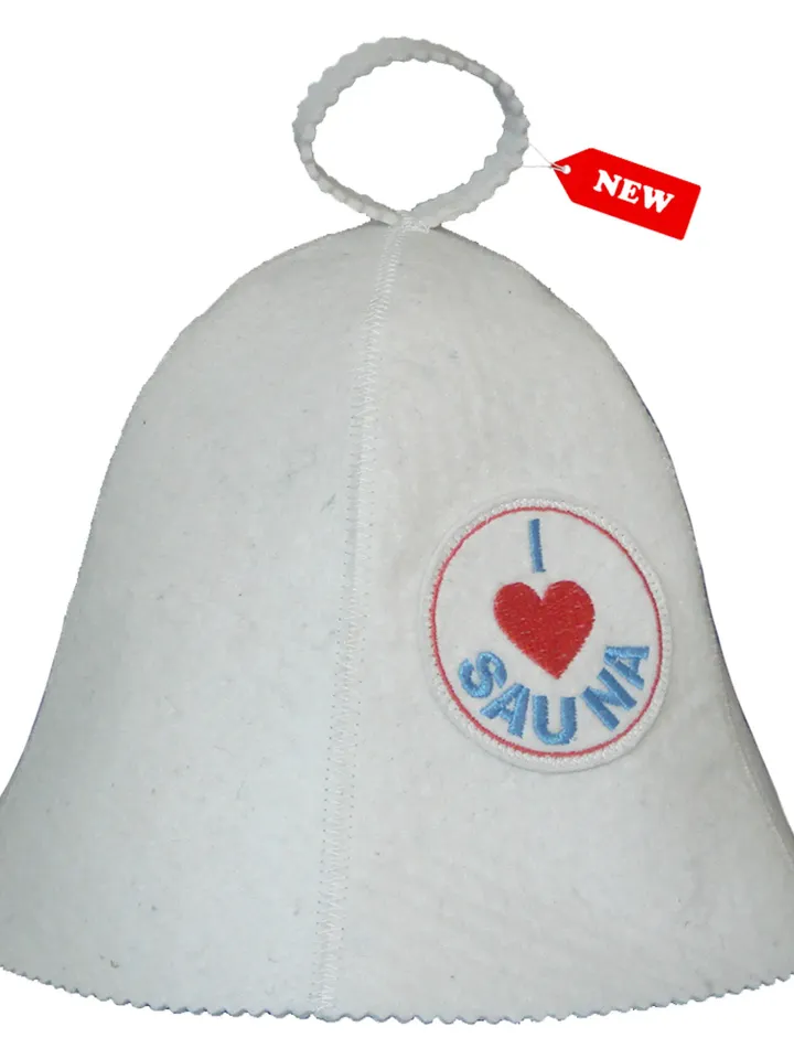 Wool Sauna Hat White I Love Sauna