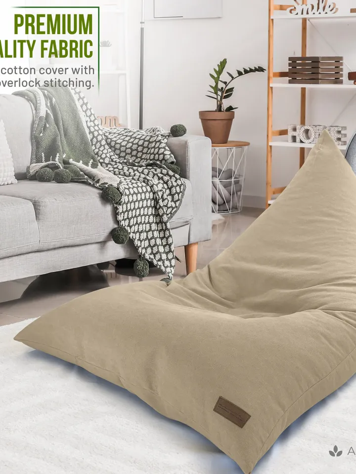 Modern pouf with padding included for young people - Bean Bag Chair giant design exclusive for Salon - Puff XXL Beige
