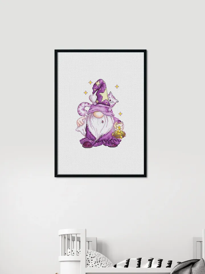 Funny Gnome Cross Stitch Pattern PDF, Cat Gnome Counted Cross Stitch, Cute Gnome Embroidery Instant Download File