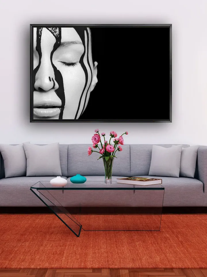 Woman painting Print on Canvas , Floating Frame Option, Modern Wall Art, Extra Large Canvas Wall Art