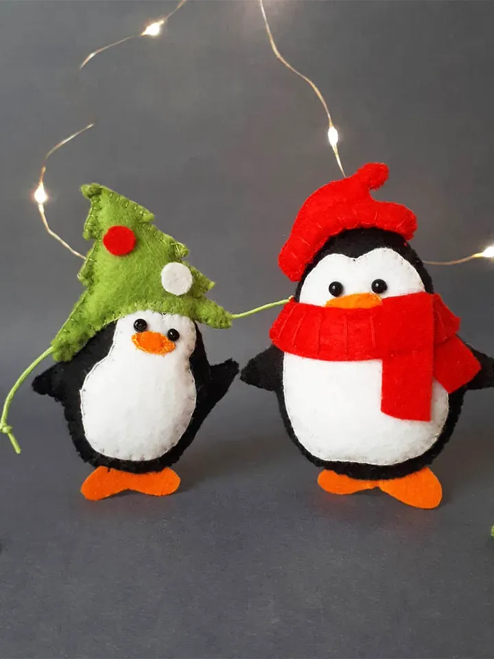 Christmas ornaments patterns SET for Advent Calendar , Stocking Stuffer for Kids , Reindeer , Penguin , Bear , Dog felt