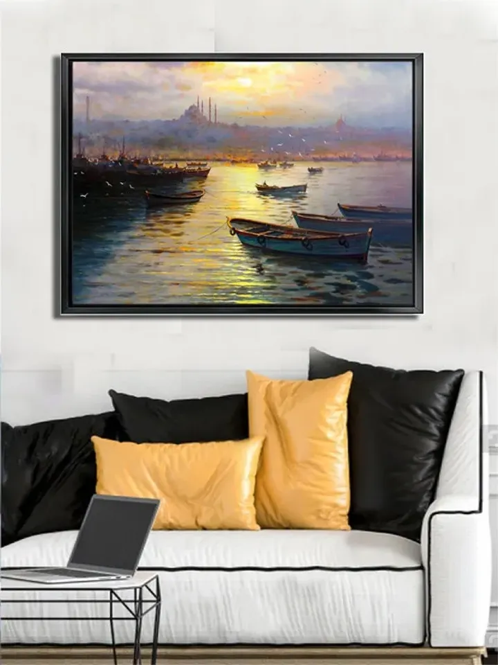 Sunset Print on Canvas , Floating Frame Option, Modern Wall Art, Extra Large Canvas Wall Art