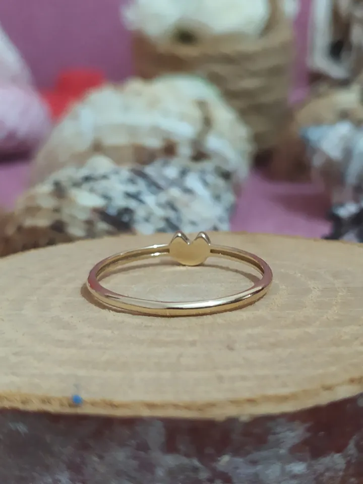 14K Gold Stackable Amulette Ring for Women, Minimalistic, Stylish, Trendy, Gift for Her, Anniversary, Valentines,Half Eternity,