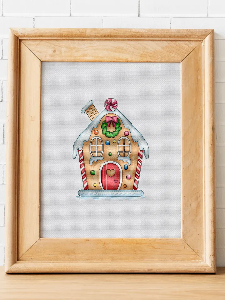 Christmas Gingerbread House Cross Stitch PDF, Merry Christmas Cross Stitch, Cross Stitch pattern Gingerbread, Gingerbread Christmas House