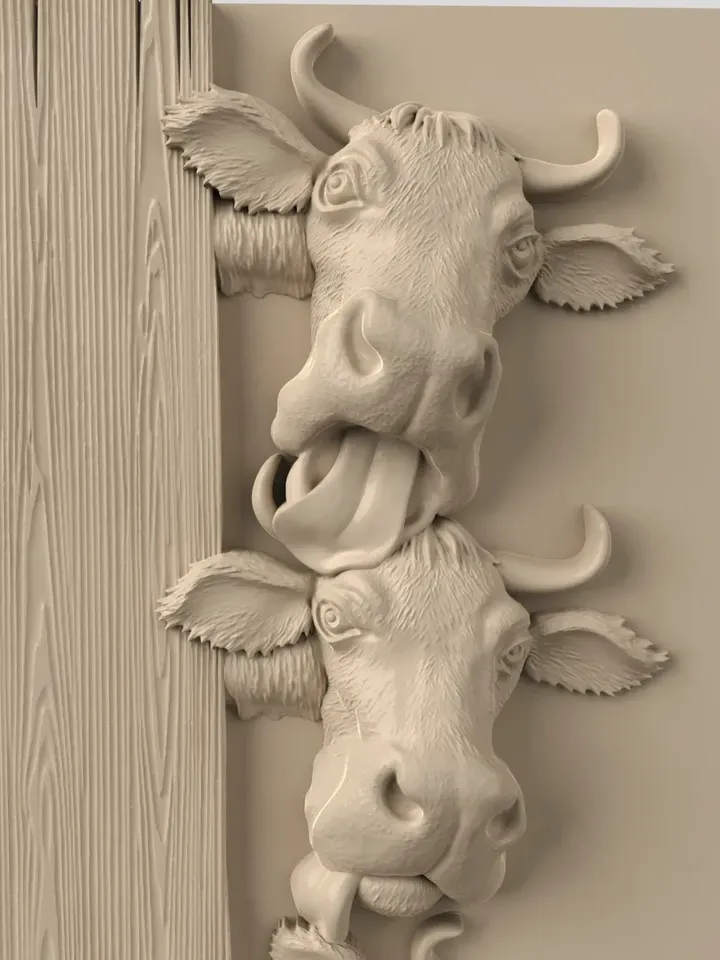 3D Model STL CNC Router file 3dprintable Cows Panel