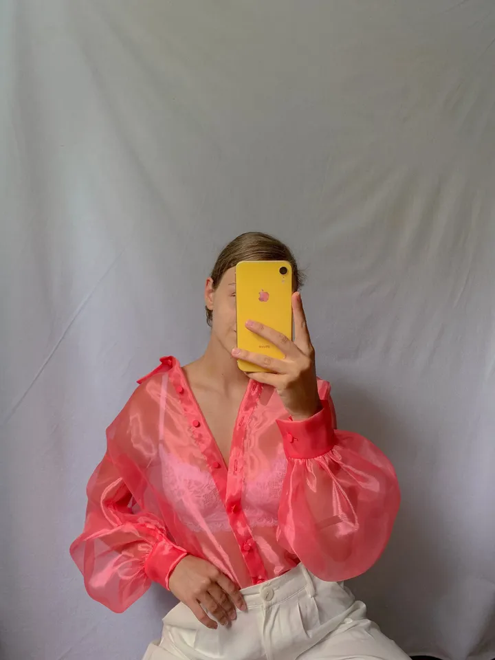 Pirate blouse woman, Transparent organza blouse, Sheer blouse, Victorian sheer shirt, Blouse with voluminous long sleeves