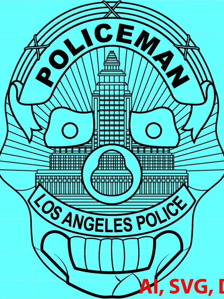 Los Angeles Policeman Badge, Logo, Seal, Custom, Ai, Vector, SVG, DXF, PNG, Digital