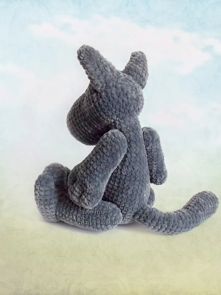 Big plush toy Wolf, Soft grey wolf, Friend for a little boy, Crochet cute toy for baby