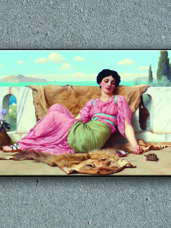 John william godward the quiet pet Print on Canvas , Floating Frame Option, Modern Wall Art, Extra Large Canvas Wall Art