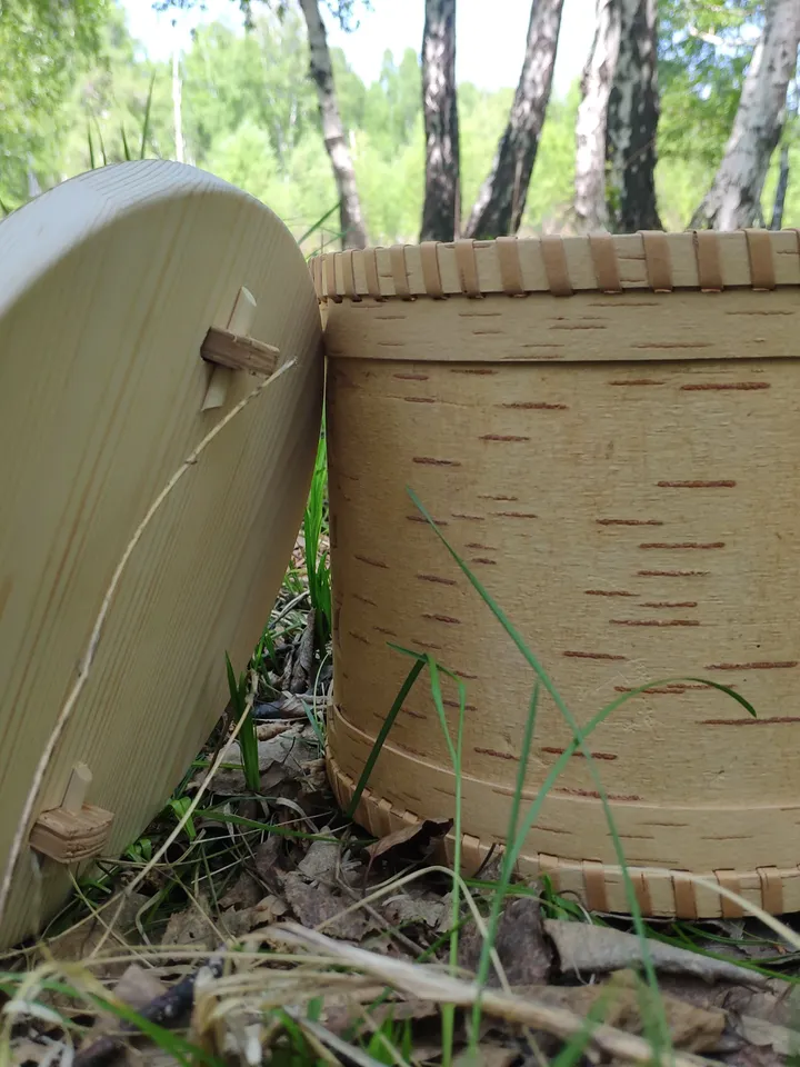 Birch bark box, wood box