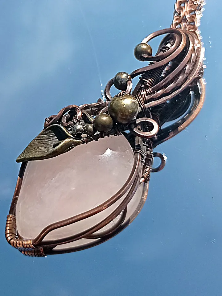 Handmade Necklace with Rose quartz, jewelry for a girls pink prom dress, nice gift for girlfriend