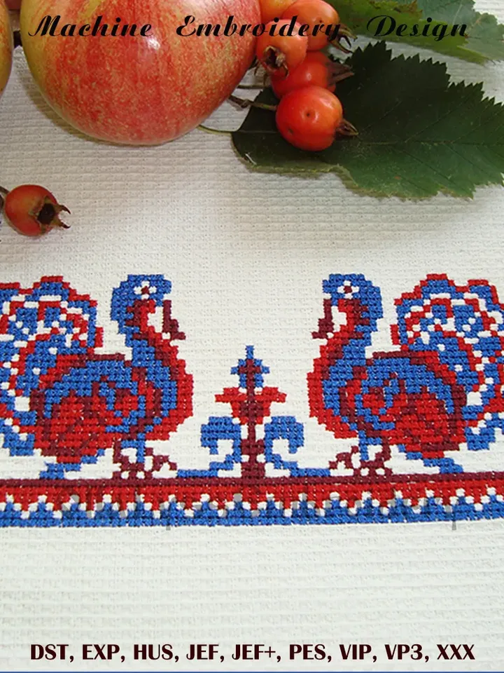 Thanksgiving Turkey cross stitch embroidery designs