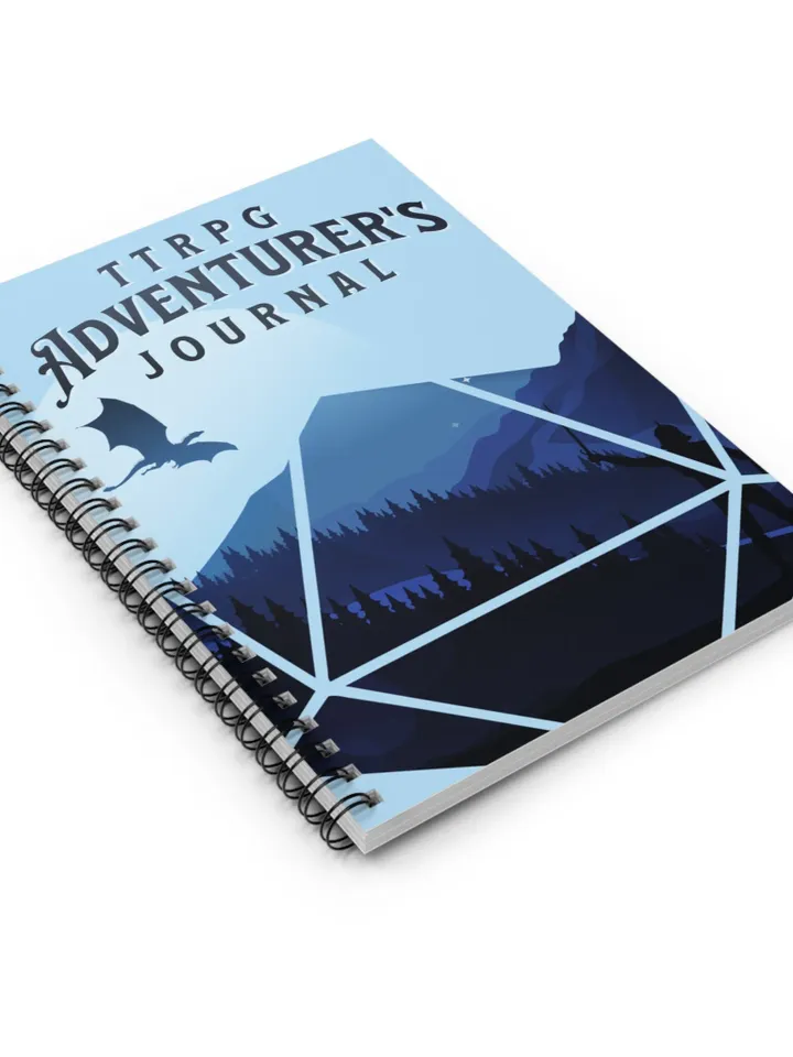 Blue Polyhedral Dragon Landscape Spiral Notebook - Ruled Line | TTRPG Journal, Tabletop Roleplaying Logbook, Notebook for DnD & Pathfinder